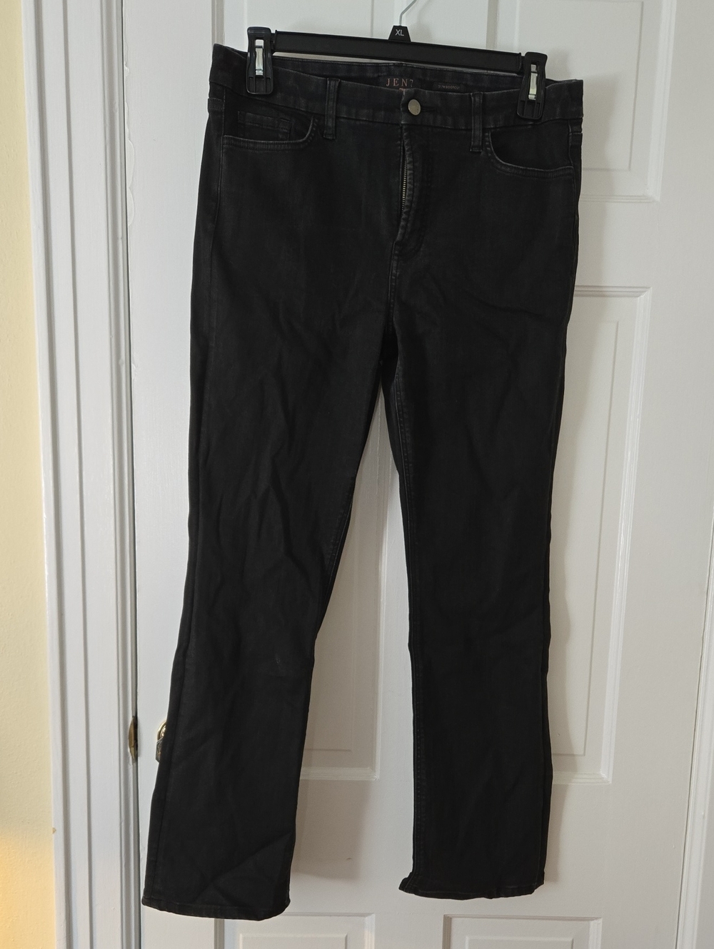 Jen7 Black Women's Slum Bootcut Coated Jeans